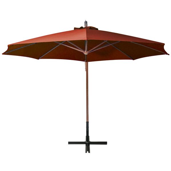vidaXL Hanging Garden Parasol Terracotta Solid Fir Wood Large