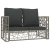 vidaXL Garden Lounge Set Grey PE Rattan, Powder-Coated Steel Medium
