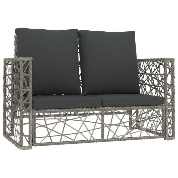 vidaXL Garden Lounge Set Grey PE Rattan, Powder-Coated Steel Medium