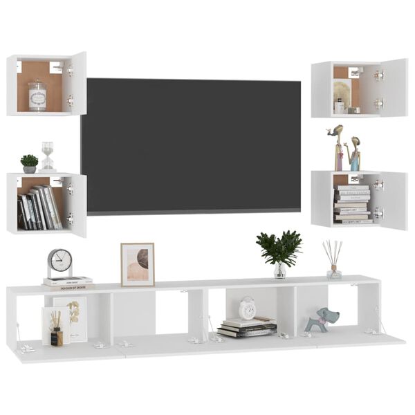 vidaXL TV Cabinet White Engineered wood Medium TV Cabinet Rectangular