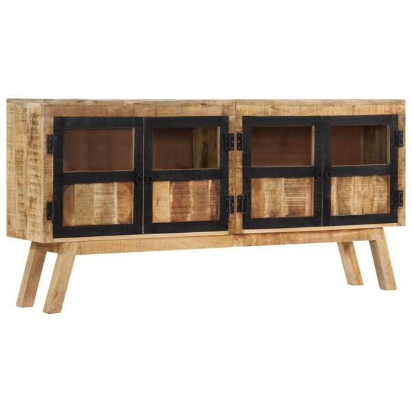 vidaXL Sideboard Brown and Black Solid Mango Wood, Metal Medium