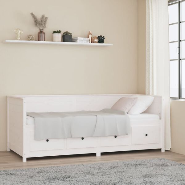 vidaXL Day Bed White Solid pine wood 31.5x79 in Day Bed Rectangular