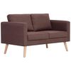 vidaXL Sofa Brown Polyester, Wood 2-seater Removable Covers Sofa