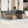 vidaXL Garden Sofa Set Beige PE Rattan 7 Piece Modular Garden Sofa Set