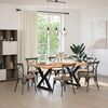 vidaXL Dining Table Light brown, Black Solid oak wood, Powder-coated steel