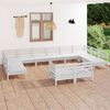 vidaXL Garden Lounge Set White Solid Pinewood 12 Piece Modular