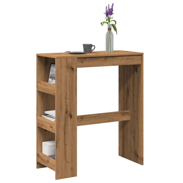 vidaXL Bar Table with Racks Artisan Oak 35.4x15.7x40.7" Engineered Wood