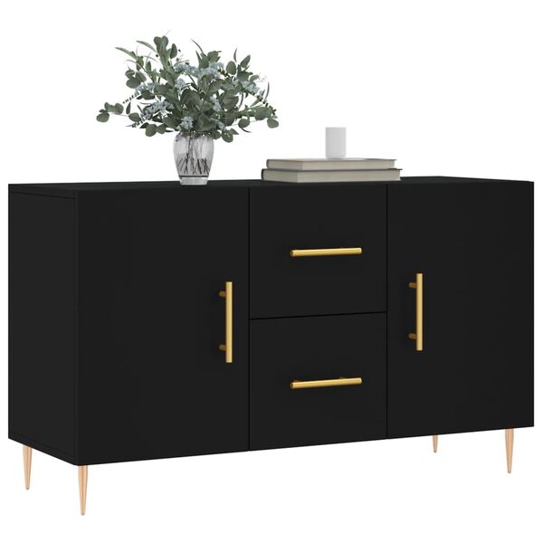 vidaXL Sideboard Black Engineered wood, Metal Medium Sideboard