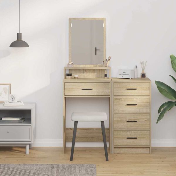 vidaXL Dressing Table with Drawer Sonoma Oak 19.69 x 16.14 x 55.12 in