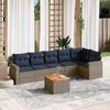 vidaXL 7 Piece Patio Sofa Set with Cushions Gray Poly Rattan