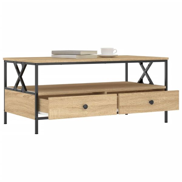 vidaXL Coffee Table Sonoma Oak Engineered Wood 39.4 in x 20.1 in x 17.7 in