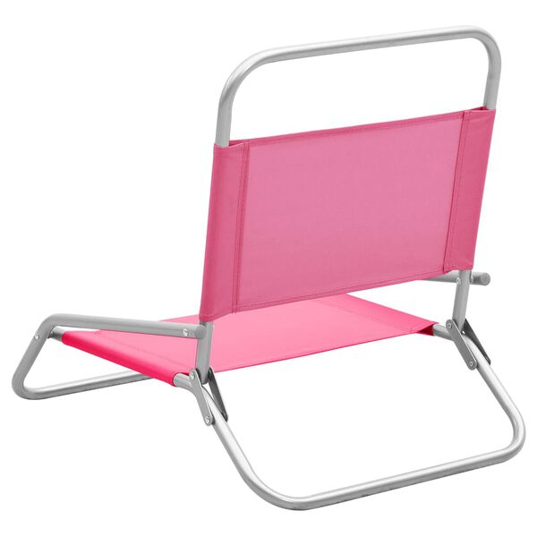 vidaXL Beach Chair Set of 2 Pink Oxford fabric with PE coating, steel