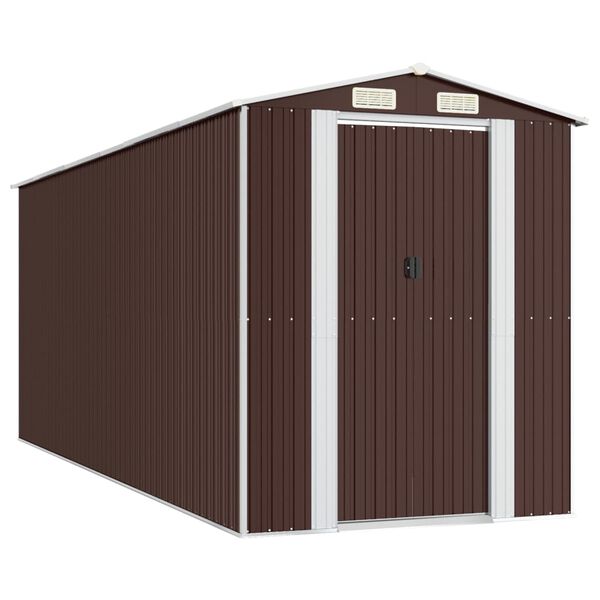 vidaXL Garden Shed Dark Brown Galvanized Steel 75.6 x 205.5 x 87.8 in