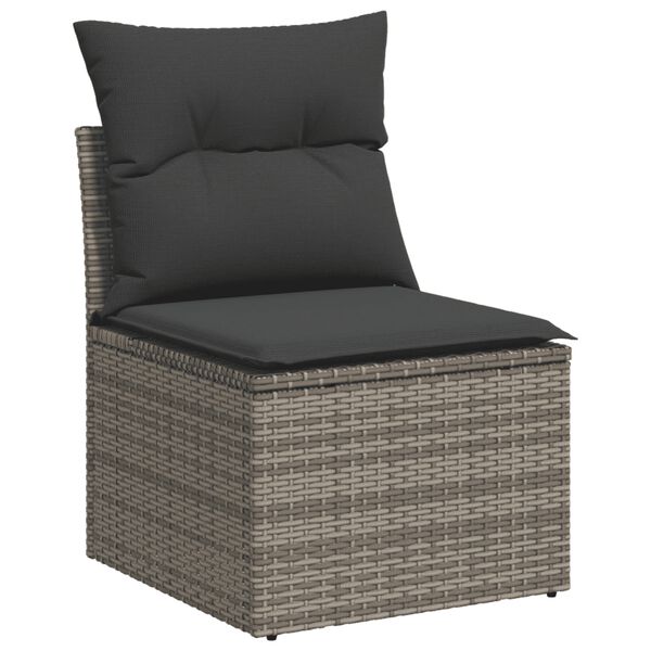 vidaXL Garden Sofa Set Gray Poly Rattan Large Adjustable Feet