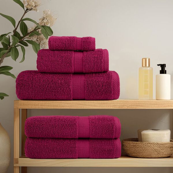 vidaXL Towel Set Burgundy 100% ring-spun cotton Towel Set Rectangular