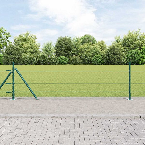 vidaXL Fence Post Green 82.02 x 1.31 ft (0.98 in mesh) Steel and PVC