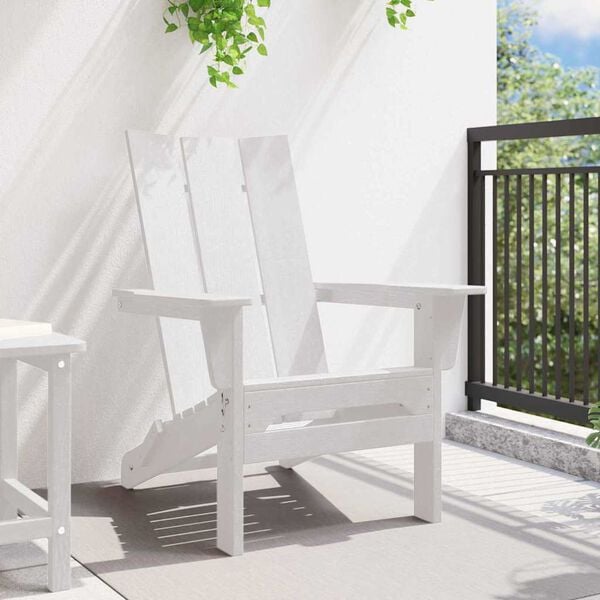 vidaXL Folding Adirondack Chair White 31.69 x 29.33 x 36.22 in HDPE