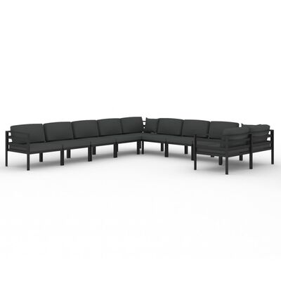 vidaXL 10 Piece Patio Lounge Set with Cushions Aluminum Anthracite
