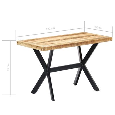 vidaXL Dining Table 47.2"x23.6"x29.5" Solid Rough Mango Wood