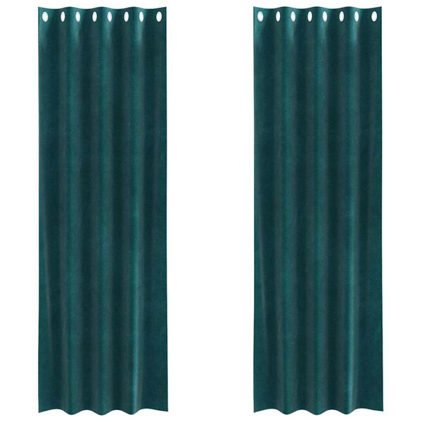 vidaXL Blackout Curtains 2 pcs Dark Green 55.12 x 88.58 in Velvet
