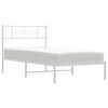 vidaXL Bed Frame White Powder-Coated Steel Small Single Bed Frame