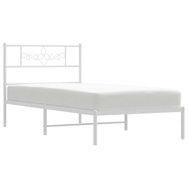 vidaXL Bed Frame White Powder-Coated Steel Small Single Bed Frame