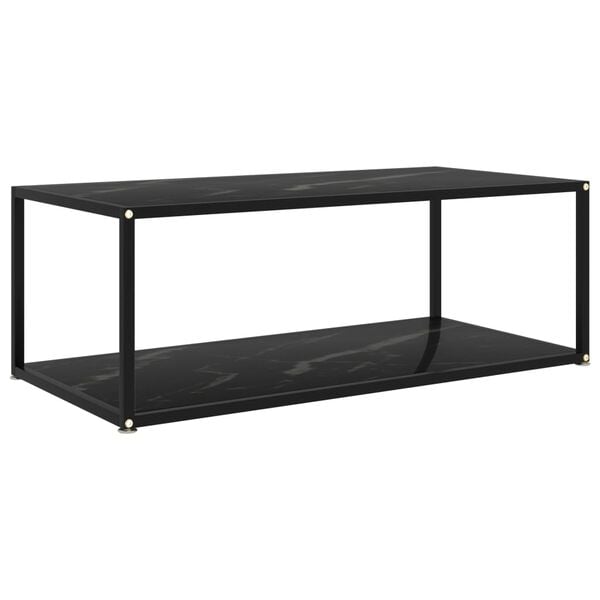 vidaXL Coffee Table Black Tempered glass, powder-coated steel Medium