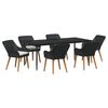 vidaXL Garden Dining Set with Cushion 7 pcs Black Poly Rattan