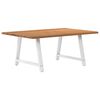 vidaXL Dining Table Light brown, White Solid oak wood, Powder-coated steel