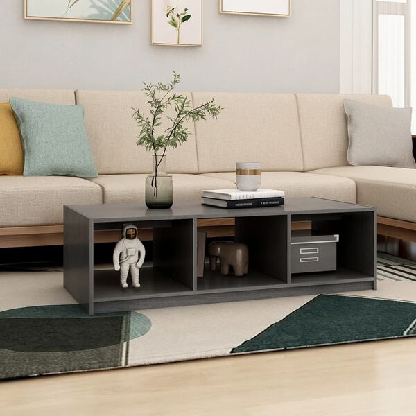 vidaXL Coffee Table Grey Solid pinewood Medium Modern Coffee Table