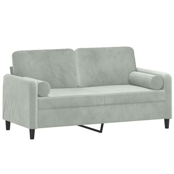 vidaXL 2-seater Sofa Light Grey Velvet 2-Seater Removable Covers