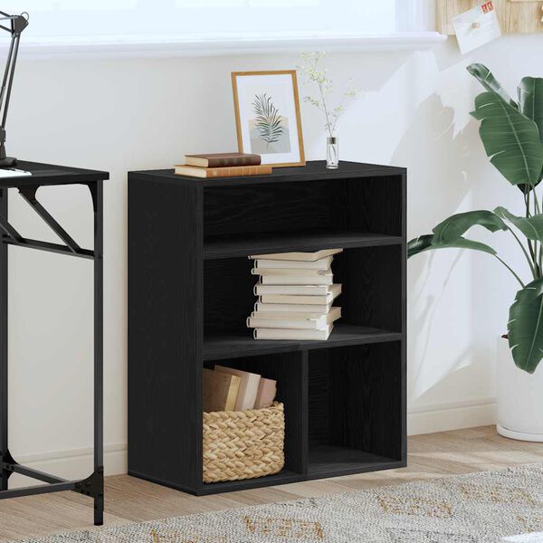 vidaXL Book Cabinet Black Engineered Wood Medium Book Cabinet