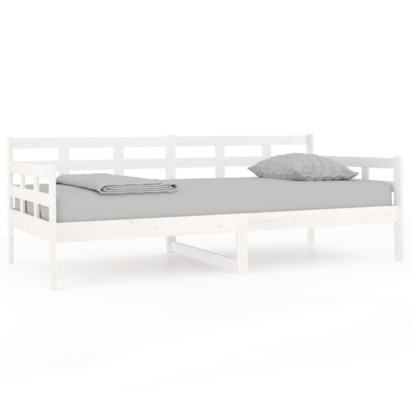 vidaXL Day Bed White Solid pine wood Single Convertible