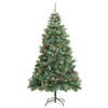 vidaXL Artificial Hinged Christmas Tree Green PVC, Metal Large