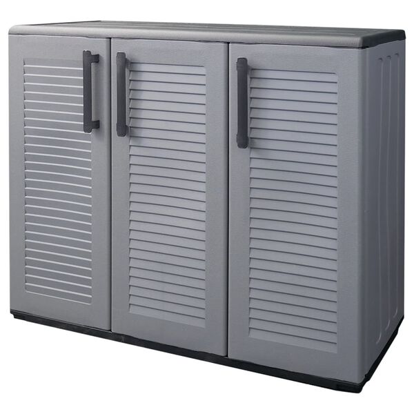vidaXL Garden Storage Cabinet Gray and Black 40.2"x14.6"x33.1" PP