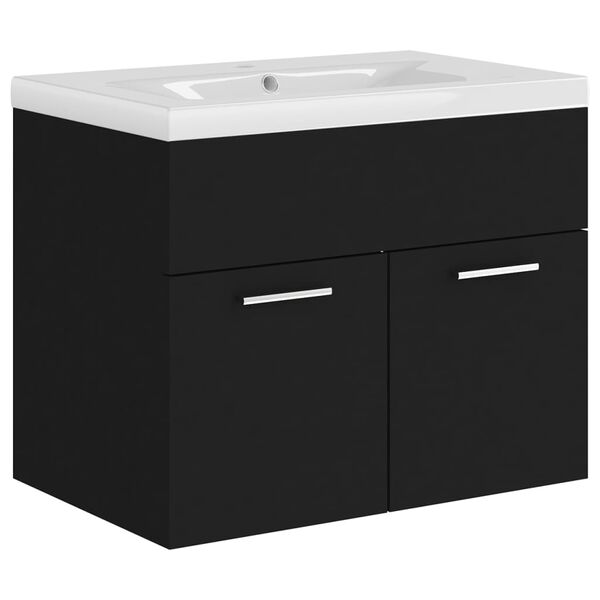 vidaXL Sink Cabinet With Basin Black and White Engineered wood and Ceramic