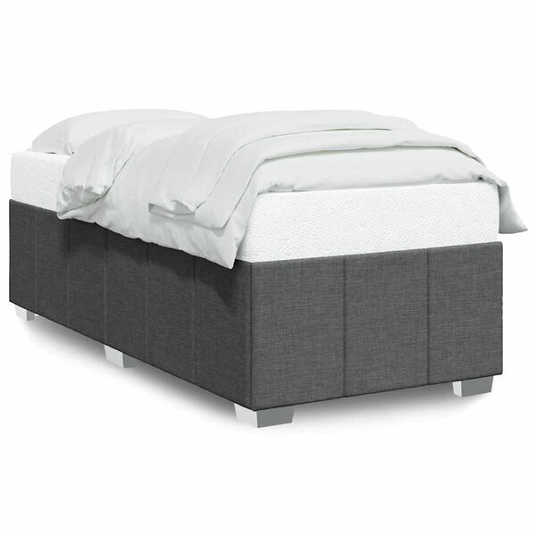 vidaXL Bed Frame Dark Gray Polyester, Engineered wood, Plywood Twin