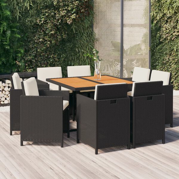 vidaXL Garden Dining Set Black