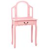 vidaXL Dressing Table with Stool Pink 25.6x14.2x50.4" Paulownia Wood MDF