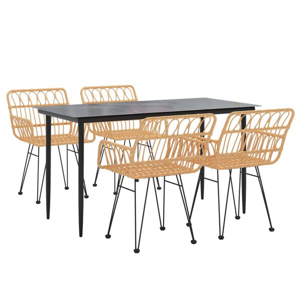 vidaXL Garden Dining Set Black Steel Medium Durable Garden Dining Set