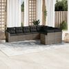 vidaXL Garden Sofa Set Gray PE Rattan, Powder-coated Steel, Polyester Fabric