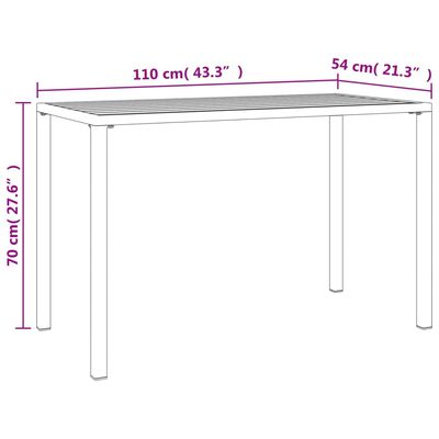vidaXL Patio Dining Table Anthracite 43.3"x21.3"x27.6" Steel