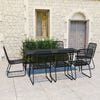 vidaXL Dining Set Black Poly rattan, powder-coated steel, glass Large