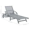 vidaXL Sunlounger Grey Solid acacia wood with grey wash, 100% polyester