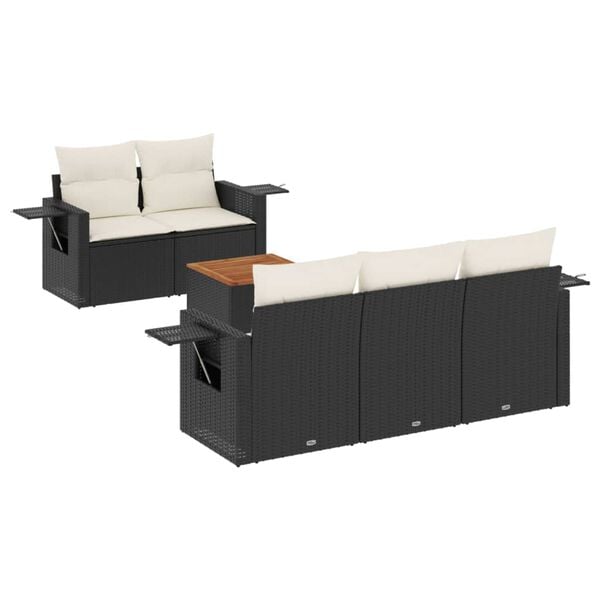 vidaXL Garden Sofa Set Black, Cream White