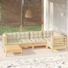vidaXL Garden Lounge Set Cream Solid pine wood, fabric (100% polyester)