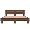 vidaXL Bed Frame Brown Oak Engineered Wood, Metal King Size Modern