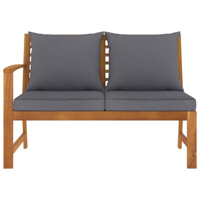 vidaXL Patio Bench 45.1" with Dark Gray Cushion Solid Acacia Wood