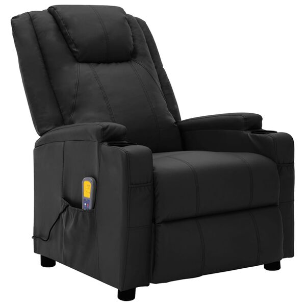 vidaXL Massage Recliner Black Faux Leather