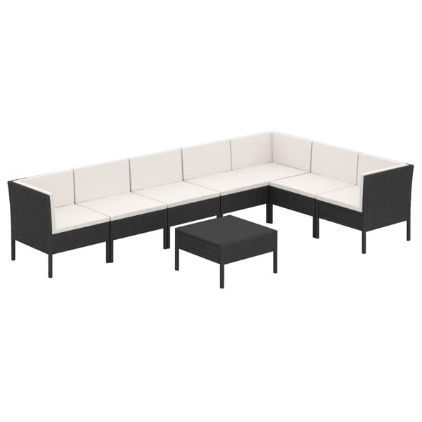 vidaXL Garden Lounge Set Black PE rattan Standard Modular
